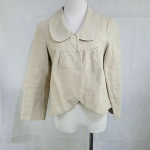 Anthropologie Elevenses light beige gold linen jac